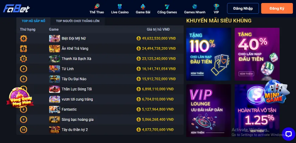 Thưởng nạp đầu 0k9